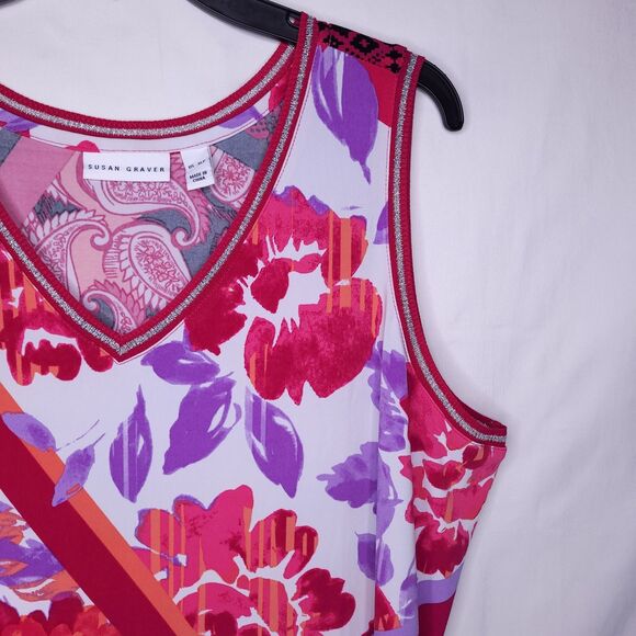 Susan Graver Maxi Dress XLP Floral Paisely Pink Liquid Knit - Picture 5 of 9